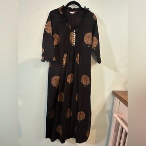 At Last Black Dress with Gold Tree Design